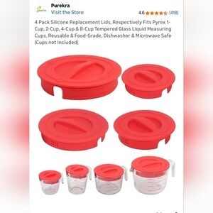 Red Silicone Lids for Pyrex Measuring Cups